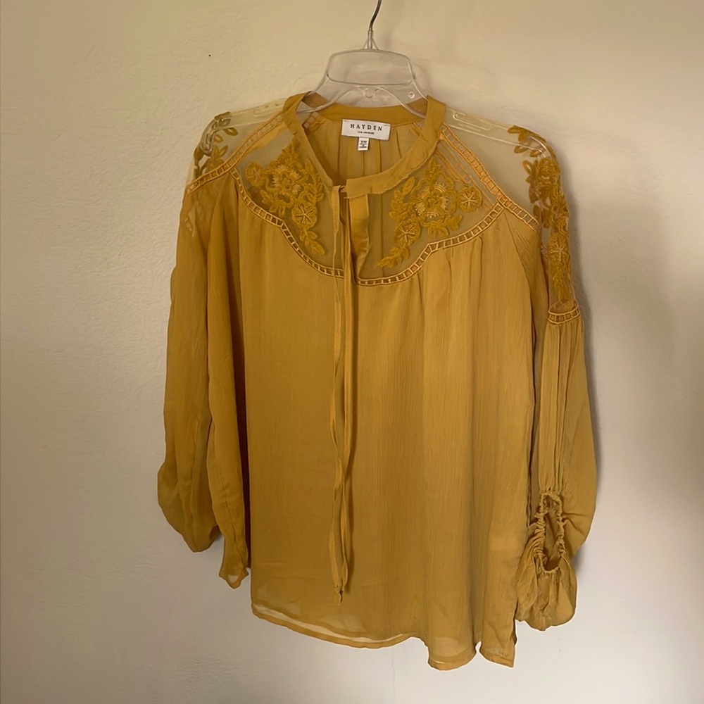 Mustard embroidered long sleeve top